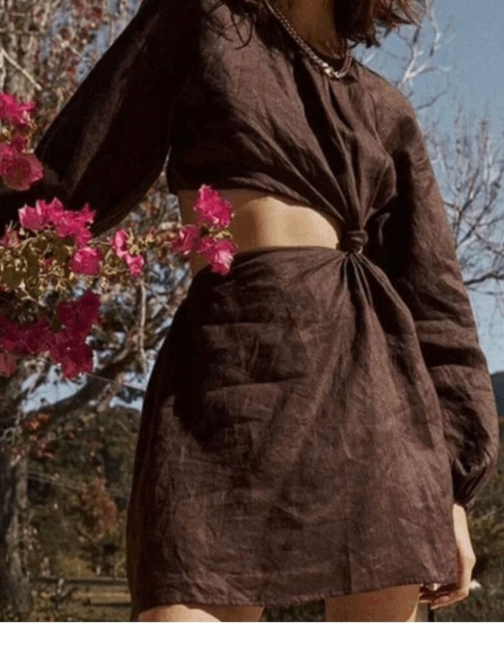 DISSH Zayn linen dress in chocolate size 12 - Picture 2 of 3